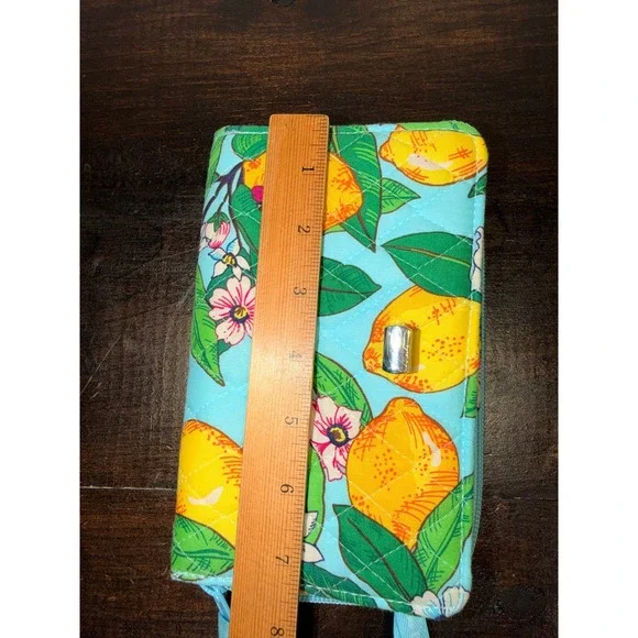 NWOT Vera Bradley Zip‎ Around Wallet Clutch Lemons Grove Floral Print Light Blue - Picture 3 of 7
